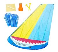 HIULLEN Tobogán de Agua, 480 x 140 cm Deslizador de Agua con Aceleración Extra, Tobogán de Césped de Verano con Rociador Incorporado, Juguete Acuático para Niños al Aire Libre para Jardines y Césped