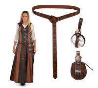 HIULLEN Traje de nigromante de Halloween, ropa medieval para mujer y hombre, 250 ml, botella de poción mágica, cinturón medieval, cinturón, accesorios, juego para cosplay, pirata, bruja, disfraz