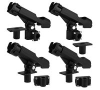 HiUmi Soporte ajustable negro para caña de pescar para barco, kayak, kit de montaje lateral giratorio (RH40-4 unidades)