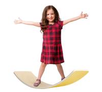 HIUOUIH Tabla de Equilibrio Niños Balance Board Curva de Madera para Niño Equilibrio Niños Tabla de Balance Tabla Wobbel Madera con Base de Fieltro Max.200 kg, Amarillo