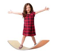 HIUOUIH Tabla de Equilibrio Niños Balance Board Curva de Madera para Niño Equilibrio Niños Tabla de Balance Tabla Wobbel Madera con Base de Fieltro Max.200 kg, Caqui