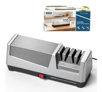 HIUYRFS Afilador de Cuchillos Eléctrico Profesional con 2 Niveles, Discos de Diamante, Protección contra Sobrecalentamiento, Motor Silencioso, Afilado Rápido de Cuchillos de Cocina