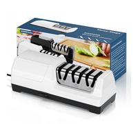 HIUYRFS Afilador de Cuchillos Eléctrico Profesional con 3 Niveles, Discos de Diamante, Protección contra Sobrecalentamiento, Motor Silencioso, Afilado Rápido de Cuchillos de Cocina