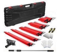 HIUYRFS Juego de espátulas de superficie - 15 cm, 25 cm, 40 cm, 60 cm y 80 cm + mango de extensión de 85 cm - 130 cm, cuchillo de construcción de acero inoxidable, cuchillo de construcción de yeso