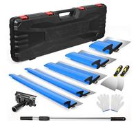 HIUYRFS Juego de espátulas de superficie - 15 cm, 25 cm, 40 cm, 60 cm y 80 cm + mango de extensión de 85 cm - 130 cm, cuchillo de construcción de acero inoxidable, cuchillo de construcción de yeso