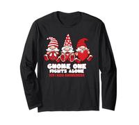 HIV AIDS Awareness Gnome One Fighte Alone Wear Red Ribbon Manga Larga