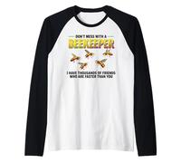 Hive Bees Honeybee Honeycomb Don't Mess with A Beekeeper Camiseta Manga Raglan