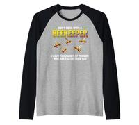 Hive Bees Honeybee Honeycomb Don't Mess with A Beekeeper Camiseta Manga Raglan