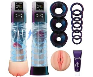 HIVEFUN Penisp Pump Succionador de Pene Hombre, Alargador de Pene con Modo Adaptive y 6 Modos de Succión, Electricos Masturbador Hombre Penis Pump Alargador Pene Bomba de Vacio Pene Juguetes Sexuales