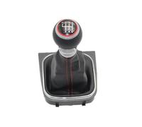 Hiverni 6 perillas de cambio marchas manuales para automóvil alta velocidad con funda cuero, protectora contra el polvo, compatible para Jetta 5, A5, V, MK5, compatible Varaint(Black Red)