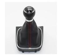 Hiverni 6 perillas de cambio marchas manuales para automóvil alta velocidad con funda cuero, protectora contra el polvo, compatible para Jetta 5, A5, V, MK5, compatible Varaint(Black+Red)