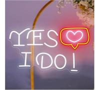 Hiverni luz de neón de dormitorio Letrero de neón Sí, quiero para decoración pared boda, letra con corazón y luz, 45 x 30 cm