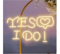 Hiverni luz de neón de dormitorio Letrero de neón Sí, quiero para decoración pared boda, letra con corazón y luz, 45 x 30 cm