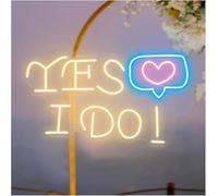 Hiverni luz de neón de dormitorio Letrero de neón Sí, quiero para decoración pared boda, letra con corazón y luz, 45 x 30 cm
