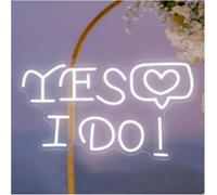 Hiverni luz de neón de dormitorio Letrero de neón Sí, quiero para decoración pared boda, letra con corazón y luz, 45 x 30 cm