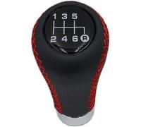 Hiverni Perilla de cambio manual para coche 5/6 velocidades, palanca cambios con puntadas rojas y negras, cuero sintético 3 adaptadores(6 Speed Red Line)