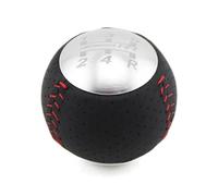 Hiverni Perilla de cambio marchas cuero RR 5/6 para velocidad compatible con CRZ Type R compatible para Civic FA5 FG2 SI adaptador perilla negro plateado(5 Speed)