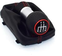 Hiverni Pomo de palanca cambios cuero 5 velocidades y 12 mm para coche,funda con puntada roja para A3 S3 2001 2002 2003(A)