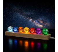 Hivexagon Bola de Cristal de 7 Chakras de 40 mm con Base de Madera. Incluye regulador de Intensidad y Temporizador para meditación. Decorativa. Regalo(Rectangle)