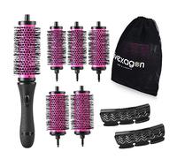 Hivexagon Juego de Cepillo Redondo con Rodillos Desmontables Herramienta de Diseño (1.9+2.1+2.4 inch 6 Clips)