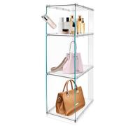 Hivexagon Pack de 3 vitrinas de acrílico apilables de fácil acceso con apertura frontal y trasera sin puertas, apto para bolsos y coleccionables, 2 vitrinas pequeñas y 1 grande