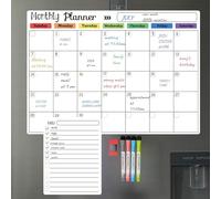 Hivillexun Pizarra Blanca Magnética para Refrigerador - Calendario Mensual y Diario con Planificador, Incluye 4 Marcadores y 1 Borrador - Ideal para Organización en la Nevera