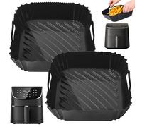 Hivio Forro de silicona para freidora de aire, 22,8 cm, cuadrados, para freidora de aire Cosori 5.5L/6L/6.4L/Ninja Air Fryer Max Pro 6.2L, accesorios para freidora de aire Ninja Speedi 5.5L/Instant