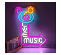 Hivvaor Decoración con luces de neón Decoración de neón para música en per letrero LED, disco para luces 39x29 cm