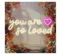 Hivvaor Decoración con luces de neón Letrero de neón LED Eres tan querido blanco cálido para bodas, 42 x 17 cm