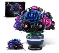 HiWEEGO Set de Flores botánicas: bonsái Artificial de Rosa Negra y Morada para decoración del hogar, Set de 507 Piezas de Flores Artificiales, Regalo de cumpleaños para Adultos