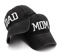 Hiwelove Sombreros para mamá y papá, Regalos para el día del Padre, Gorra de béisbol Ajustable Bordada, Regalo para Parejas y Padres, Sombrero Negro para mamá y Sombrero Negro para papá, Talla única