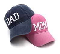 Hiwelove Sombreros para mamá y papá, Regalos para el día del Padre, Gorra de béisbol Ajustable Bordada, Regalo para Parejas y Padres, Sombrero Rosa para mamá y Sombrero Azul Marino para papá, Talla