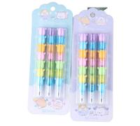 hiwhale 2/3 piezas lindos lápices de bloques de construcción de dibujos animados, diseño apilable sin afilar, ideal para estudiantes, papelería de escritura y dibujo