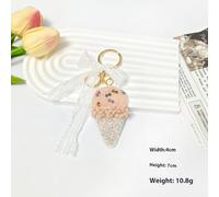 hiwhale Encanto de moda del amor del helado del Rhinestone Handcrafted, llavero del colgante del bolso del Applique de la palmera del coco