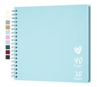 Hiwhy Álbum de Fotos Scrapbook 25,5x25,5 cm 20 Hojas DIY Álbum de Recortes Papel Kraft Duro Libro de Recuerdos de Bebé Familiares Cumpleanos Boda Aniversario, Azul Claro