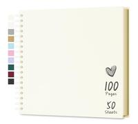 Hiwhy Álbum de Fotos Scrapbook 25,5x25,5 cm 50 Hojas DIY Álbum de Recortes Papel Kraft Duro Libro de Recuerdos de Bebé Familiares Cumpleanos Boda Aniversario, Beige