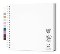 Hiwhy Álbum de Fotos Scrapbook 25,5x25,5 cm 50 Hojas DIY Álbum de Recortes Papel Kraft Duro Libro de Recuerdos de Bebé Familiares Cumpleanos Boda Aniversario, Blanco