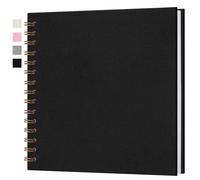 Hiwhy Álbum de Fotos Scrapbook de Lino, 20,5x20,5 cm Scrapbooking Álbum de Recuerdos con 40 Páginas DIY Libro de Memoria para Viajes en Familia Boda Navidad Bebé Niño Viaje Graduación Cumpleaño, Negro