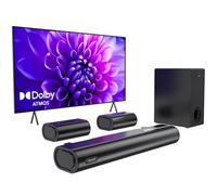 Hiwill Barra de sonido Dolby Atmos de 5.1 canales para Smart TV, barra de sonido de habitación pequeña con 2 altavoces traseros con cable, sistema de sonido envolvente, subwoofer con cable de 5.25