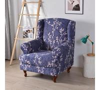 Hixingo 2 Piezas Funda de Sillón de Orejas Elástica, Fundas para Sillones Orejeros con Funda de Cojín, Jacquard Funda de Sofá Relax para Dormitorio, Salón, Hotel (Planta Morada)