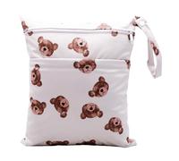 Hixingo 3/2/1 Pieza Bolsa de Pañales Impermeable, Bolsa Impermeable de Tela con Doble Cremallera Reutilizable Lavable Wet Bag Pañales, Organizador para Carro de Bebe (Oso,2pc)