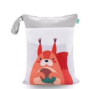 Hixingo 3/2/1 Pieza Patrón de Zoológico Bolsa de Pañales Impermeable, Bolsa Impermeable de Tela con Cremallera Reutilizable Lavable Wet Bag Pañales, Organizador para Carro de Bebe (Ardilla,1pc)