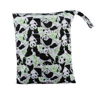 Hixingo 30x36cm Bolsas de Pañales Mojados, Impermeable Reutilizable Bolsa Pañales con Cremallera, Wet Bag Organizador para Carro de Bebe, para Viajes, Playa y Piscina (Panda Negro,1 Pack)