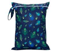 Hixingo 30x40cm Nórdico Bolsa de Pañales Impermeable, Bolsa Impermeable de Tela con Cremallera Reutilizable Wet Bag Pañales, Organizador para Toallitas y Ropa Sucia,Viaje (Verde,1 Pieza)