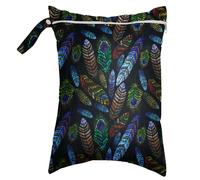 Hixingo 30x40cm Nórdico Bolsa de Pañales Impermeable, Bolsa Impermeable de Tela con Cremallera Reutilizable Wet Bag Pañales, Organizador para Toallitas y Ropa Sucia,Viaje (Pluma,2 Piezas)