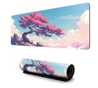 Hixingo 3D Alfombrilla Ratón XXL/XL/L, Alfombrilla Rató Gaming, Paisaje de Anime Alfombrilla con Bordes Cosidos y Base Antideslizante, Mouse Pad para Hogares (900x400x3mm,Árboles)