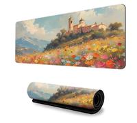 Hixingo 3D Alfombrilla Ratón XXL/XL/L, Alfombrilla Rató Gaming, Paisaje de Anime Alfombrilla con Bordes Cosidos y Base Antideslizante, Mouse Pad para Hogares (700x300x3mm,Castillo)