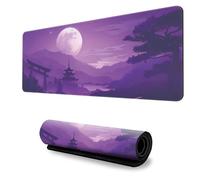 Hixingo 3D Alfombrilla Ratón XXL/XL/L, Alfombrilla Rató Gaming, Paisaje de Anime Alfombrilla con Bordes Cosidos y Base Antideslizante, Mouse Pad para Hogares (900x400x3mm,Luna)