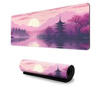 Hixingo 3D Alfombrilla Ratón XXL/XL/L, Alfombrilla Rató Gaming, Paisaje de Anime Alfombrilla con Bordes Cosidos y Base Antideslizante, Mouse Pad para Hogares (700x300x3mm,Amanecer)