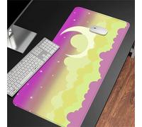 Hixingo 3D Alfombrilla Ratón XXL/XL/L, Alfombrilla Rató Gaming, Patrón de Nubes y Luna Alfombrilla con Bordes Cosidos y Base Antideslizante, Mouse Pad para Hogares Oficinas (Amarillo,1000x500x3mm)